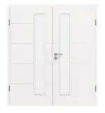 Frontansicht von CLASSEN Doppelflügeltür Weiß RAL 9016 CPL 4.12 mit Lichtausschnitt mit Zarge