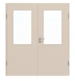 Frontansicht von CLASSEN Doppelflügeltür Kaschmir CPL 4.2 mit Lichtausschnitt mit Zarge