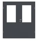 Frontansicht von CLASSEN Doppelflügeltür Graphit CPL 4.2 mit Lichtausschnitt mit Zarge