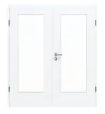 Frontansicht von CLASSEN Doppelflügeltür Weiß Struktur CPL 4.3 mit Lichtausschnitt mit Zarge