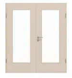 Frontansicht von CLASSEN Doppelflügeltür Kaschmir CPL 4.3 mit Lichtausschnitt mit Zarge