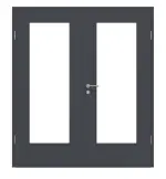 Frontansicht von CLASSEN Doppelflügeltür Graphit CPL 4.3 mit Lichtausschnitt mit Zarge