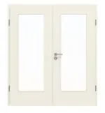 Frontansicht von CLASSEN Doppelflügeltür Weiß RAL 9010 CPL 4.3 mit Lichtausschnitt mit Zarge