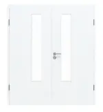 Frontansicht von CLASSEN Doppelflügeltür Weiß Struktur CPL 4.4 mit Lichtausschnitt mit Zarge