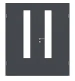 Frontansicht von CLASSEN Doppelflügeltür Graphit CPL 4.4 mit Lichtausschnitt mit Zarge