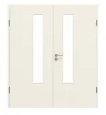 Frontansicht von CLASSEN Doppelflügeltür Weiß RAL 9010 CPL 4.4 mit Lichtausschnitt mit Zarge