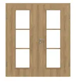 Frontansicht von CLASSEN Doppelflügeltür 4.5 Hickory Eiche CPL mit Lichtausschnitt inkl. Zarge