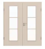 Frontansicht von CLASSEN Doppelflügeltür Kaschmir CPL 4.5 mit Lichtausschnitt mit Zarge