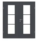 Frontansicht von CLASSEN Doppelflügeltür Graphit CPL 4.5 mit Lichtausschnitt mit Zarge