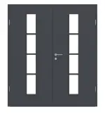 Frontansicht von CLASSEN Doppelflügeltür Graphit CPL 4.6 mit Lichtausschnitt mit Zarge