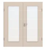 Frontansicht von CLASSEN Doppelflügeltür Kaschmir CPL 4.7 mit Lichtausschnitt mit Zarge