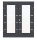 Frontansicht von CLASSEN Doppelflügeltür Graphit CPL 4.7 mit Lichtausschnitt mit Zarge