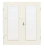 Frontansicht von CLASSEN Doppelflügeltür Weiß RAL 9010 CPL 4.7 mit Lichtausschnitt mit Zarge