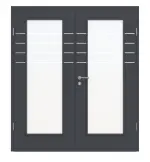 Frontansicht von CLASSEN Doppelflügeltür Graphit CPL 4.9 mit Lichtausschnitt mit Zarge