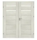 Frontansicht von CLASSEN Doppelflügeltür Greco M2 Eiche Grau 3D Look mit Lichtausschnitt inkl. Zarge