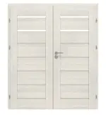 Frontansicht von CLASSEN Doppelflügeltür Greco M2 Esche Weiß 3D Look mit Lichtausschnitt inkl. Zarge