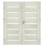 Frontansicht von CLASSEN Doppelflügeltür Greco M3 Eiche Grau 3D Look mit Lichtausschnitt inkl. Zarge