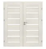 Frontansicht von CLASSEN Doppelflügeltür Greco M3 Esche Weiß 3D Look mit Lichtausschnitt inkl. Zarge