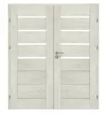 Frontansicht von CLASSEN Doppelflügeltür Greco M4 Eiche Grau 3D Look mit Lichtausschnitt inkl. Zarge