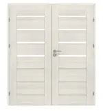 Frontansicht von CLASSEN Doppelflügeltür Greco M4 Esche Weiß 3D Look mit Lichtausschnitt inkl. Zarge