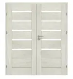 Frontansicht von CLASSEN Doppelflügeltür Greco M5 Eiche Grau 3D Look mit Lichtausschnitt inkl. Zarge