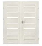 Frontansicht von CLASSEN Doppelflügeltür Greco M6 Esche Weiß 3D Look mit Lichtausschnitt inkl. Zarge