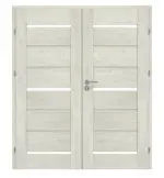 Frontansicht von CLASSEN Doppelflügeltür Greco M7 Eiche Grau 3D Look mit Lichtausschnitt inkl. Zarge