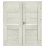 Frontansicht von CLASSEN Doppelflügeltür Greco M8 Eiche Grau 3D Look mit Lichtausschnitt inkl. Zarge