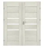 Frontansicht von CLASSEN Doppelflügeltür Greco M9 Eiche Grau 3D Look mit Lichtausschnitt inkl. Zarge