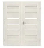 Frontansicht von CLASSEN Doppelflügeltür Greco M9 Esche Weiß 3D Look mit Lichtausschnitt inkl. Zarge