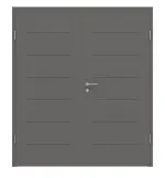 Frontansicht von Huga Doppelflügeltür Signum 11 Hygge grau RAL 7037 Lack Concept mit Zarge