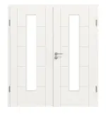 Frontansicht von Groove 13 LA 24 mittig ProLine Lack Verkehrsweiß RAL 9016 Doppelflügeltür inkl. Zarge - Hörmann