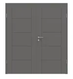 Frontansicht von Huga Doppelflügeltür Signum 13 Hygge grau RAL 7037 Lack Concept mit Zarge
