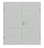 Frontansicht von Groove 14 ProLine Lack Grau RAL 7035 Doppelflügeltür inkl. Zarge - Hörmann