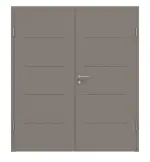 Frontansicht von Groove 14 ProLine Lack Taupe RAL 7048 Doppelflügeltür inkl. Zarge - Hörmann