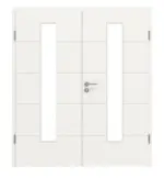 Frontansicht von Groove 15 LA 24 mittig ProLine Lack Verkehrsweiß RAL 9016 Doppelflügeltür inkl. Zarge - Hörmann