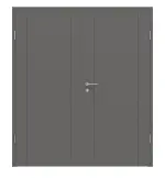 Frontansicht von Huga Doppelflügeltür Signum 16 Hygge grau RAL 7037 Lack Concept mit Zarge