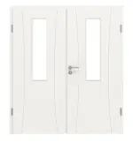 Frontansicht von Groove 20 LA 4 mittig ProLine Lack Verkehrsweiß RAL 9016 Doppelflügeltür inkl. Zarge - Hörmann