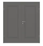 Frontansicht von Huga Doppelflügeltür Signum 21 Hygge grau RAL 7037 Lack Concept mit Zarge