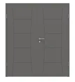 Frontansicht von Huga Doppelflügeltür Signum 22 Hygge grau RAL 7037 Lack Concept mit Zarge