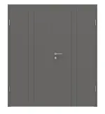 Frontansicht von Huga Doppelflügeltür Signum 23 Hygge grau RAL 7037 Lack Concept mit Zarge