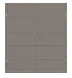 Frontansicht von Groove 27 ProLine Lack Taupe RAL 7048 Doppelflügeltür inkl. Zarge - Hörmann