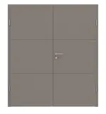 Frontansicht von Groove 31 ProLine Lack Taupe RAL 7048 Doppelflügeltür inkl. Zarge - Hörmann