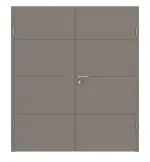 Frontansicht von Groove 34 ProLine Lack Taupe RAL 7048 Doppelflügeltür inkl. Zarge - Hörmann