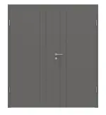Frontansicht von Huga Doppelflügeltür Signum 44 Hygge grau RAL 7037 Lack Concept mit Zarge