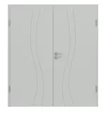 Frontansicht von Groove 51 ProLine Lack Grau RAL 7035 Doppelflügeltür inkl. Zarge - Hörmann