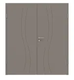 Frontansicht von Groove 51 ProLine Lack Taupe RAL 7048 Doppelflügeltür inkl. Zarge - Hörmann