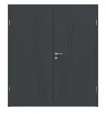 Frontansicht von Groove 53 ProLine Lack Anthrazit RAL 7016 Doppelflügeltür inkl. Zarge - Hörmann