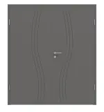 Frontansicht von Huga Doppelflügeltür Signum 53 Hygge grau RAL 7037 Lack Concept mit Zarge