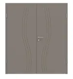 Frontansicht von Groove 53 ProLine Lack Taupe RAL 7048 Doppelflügeltür inkl. Zarge - Hörmann